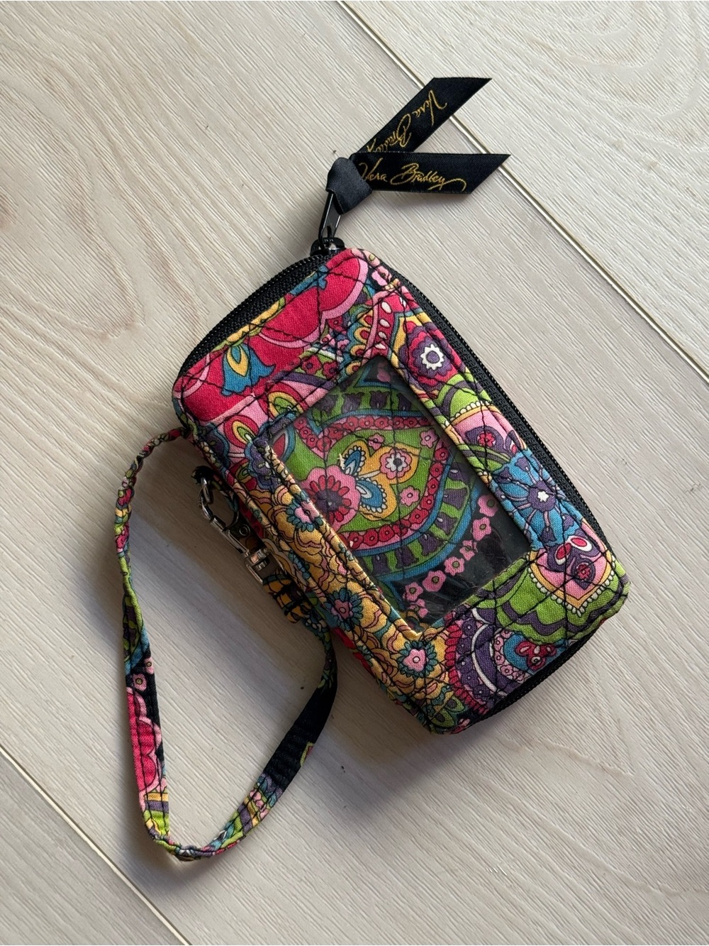 Vera Bradley Multicolor Paisley Quilted Wristlet ID Window & Coin Compartment